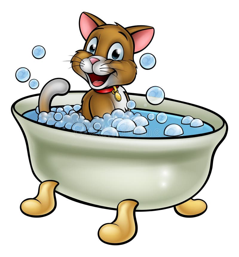 Cartoon Cat in Bath stock vector. Illustration of clipart 93083185