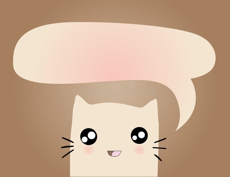 Kawaii Cute Cat Face with Ears. Positive Emotions. Cartoon Vector
