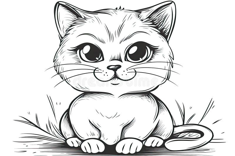 Cartoon cat coloring book stock illustration. Illustration of love ...