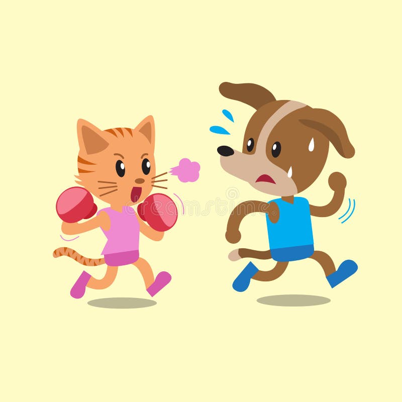 cats and dogs fighting cartoon