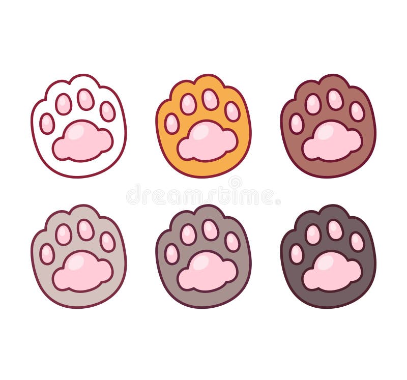 Cartoon cat paw prints set stock vector. Illustration of logo - 138356858