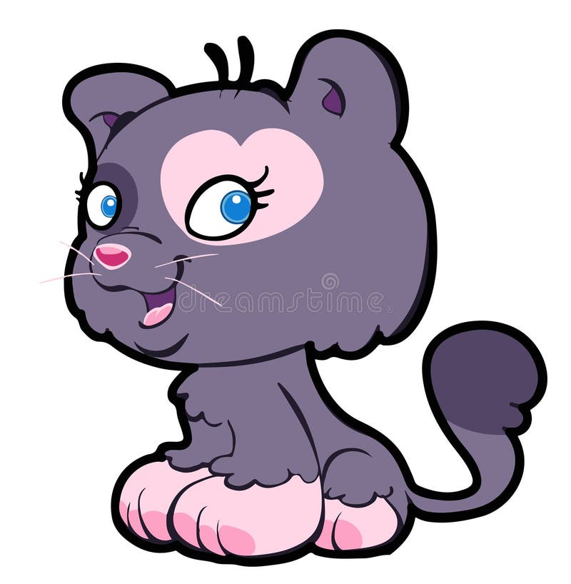 A purple cartoon cat isolated on white background.