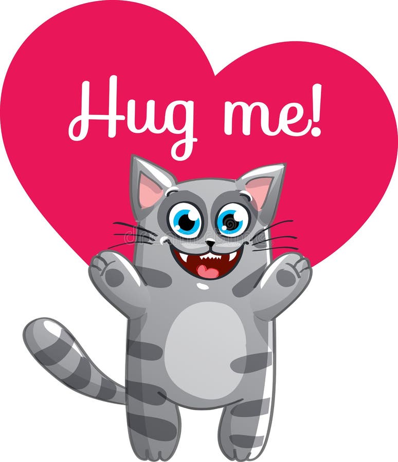 Cartoon Cat Ready For A Hugging Stock Vector - Illustration of card ...