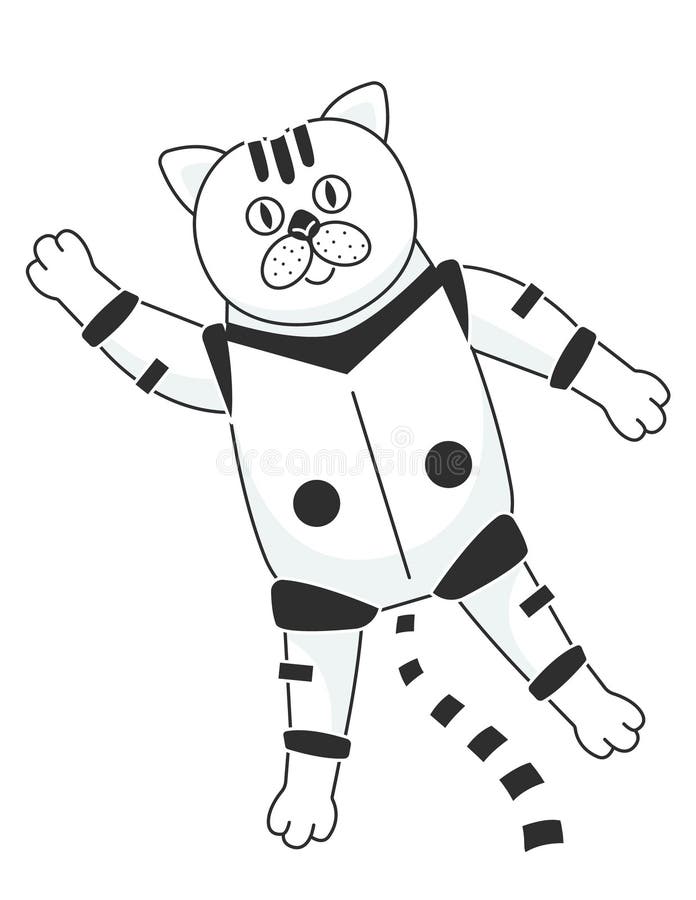 A cartoon cat is standing on a white background with a robot suit on vector illustration