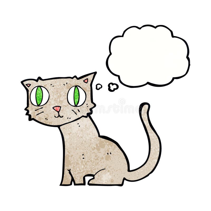 cartoon cat with thought bubble