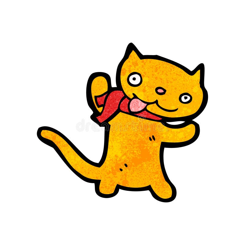 Cartoon cat wearing scarf stock vector. Illustration of cute - 38045668
