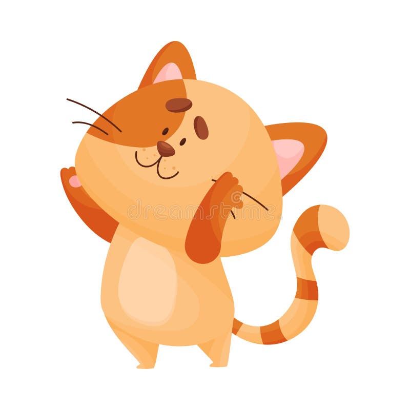 Cartoon Cat Yogi Stands Raising His Hands Up. Vector Illustration. Stock Vector - Illustration of animal, friendly: 160696240 Cartoon Cat Yogi Stands Raising His Hands Up. Vector Illustration. Stock Vector - Illustration of animal, friendly: 160696240