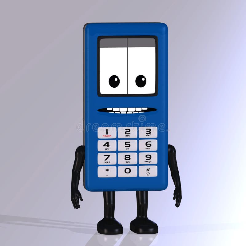 Cartoon cell phone with cute and funny emotional f