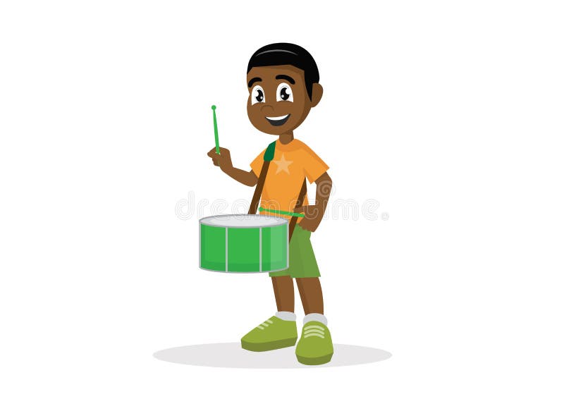 Cartoon Character, African Boy Playing Drum. Stock Vector - Illustration of  child, musician: 165039988