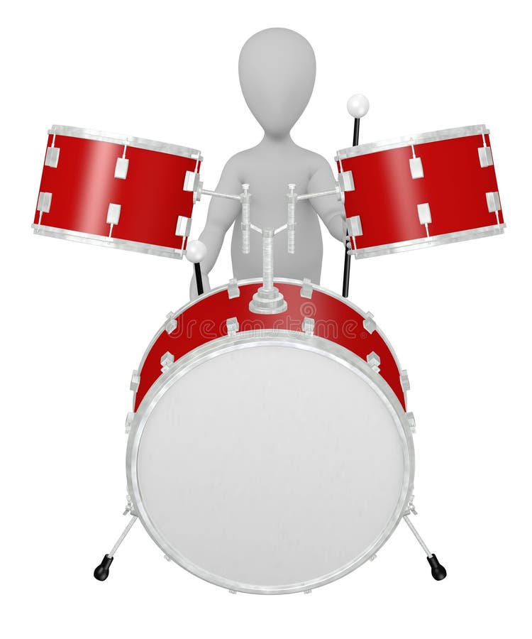Cartoon Character With Drum Set (bass And Tom Toms Stock Illustration