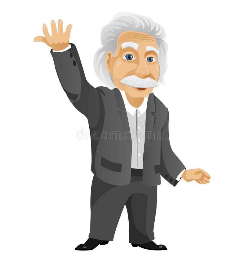 Cartoon Character Einstein Isolated on White Background. Vector EPS 10.