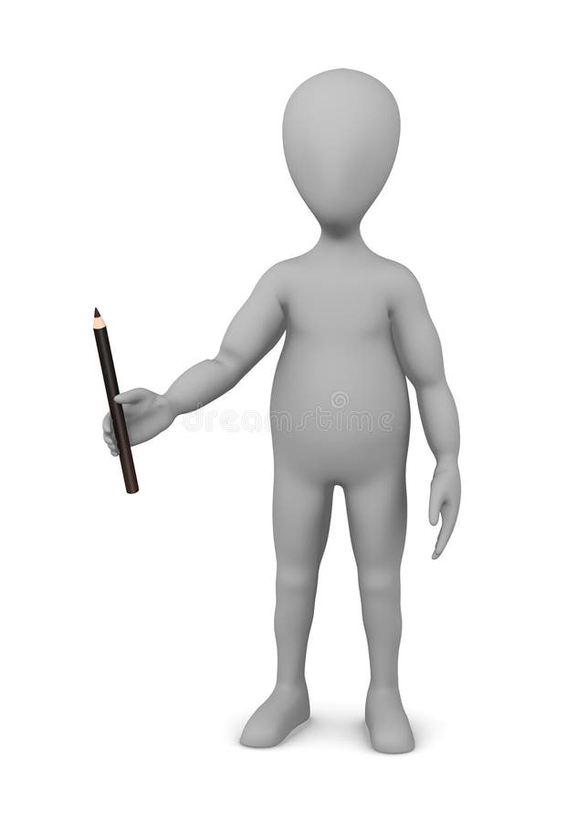 Cartoon Character with Eyeliner in Hand (makeup) Stock Illustration