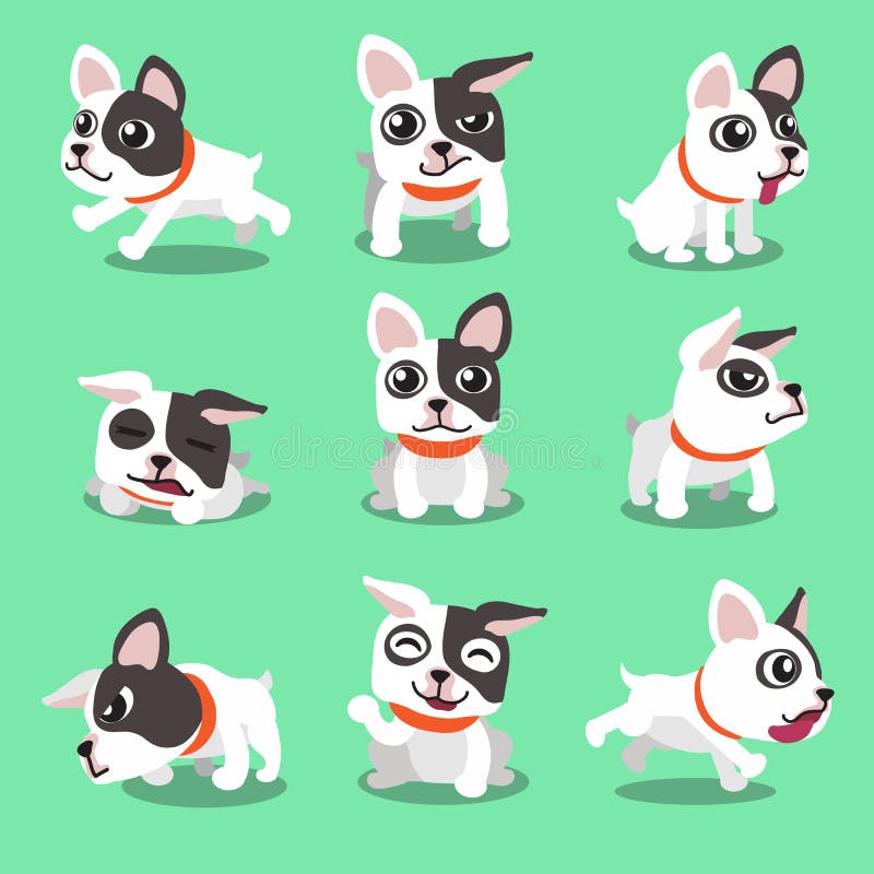 Cartoon character french bulldog poses royalty free illustration Cartoon character french bulldog poses royalty free illustration