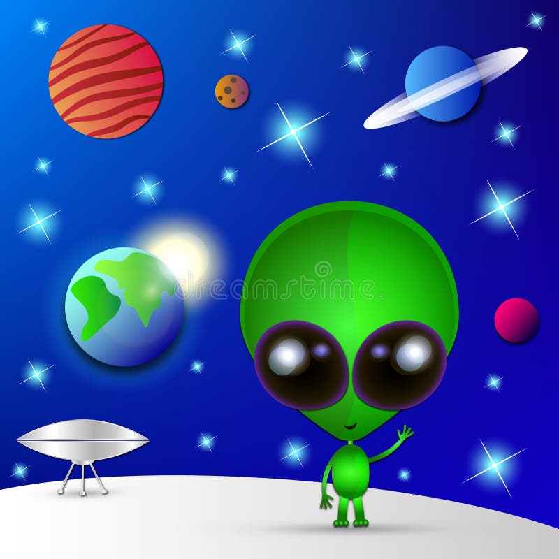 Cartoon Character Funny Alien vector illustration