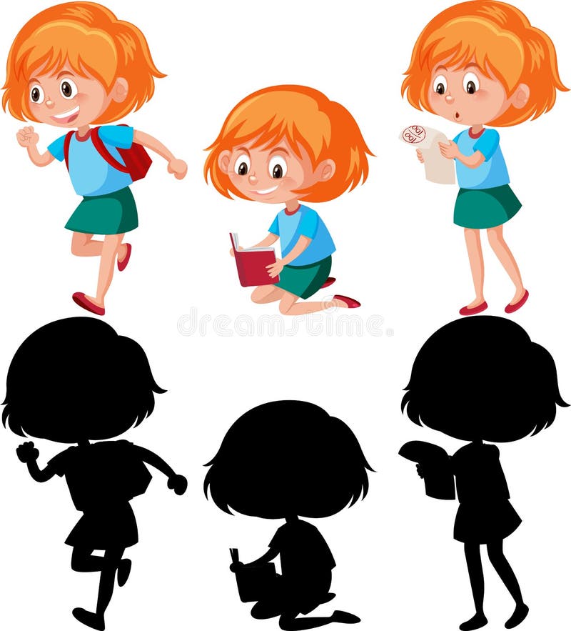 Girl in science gown doing different poses Vector Image