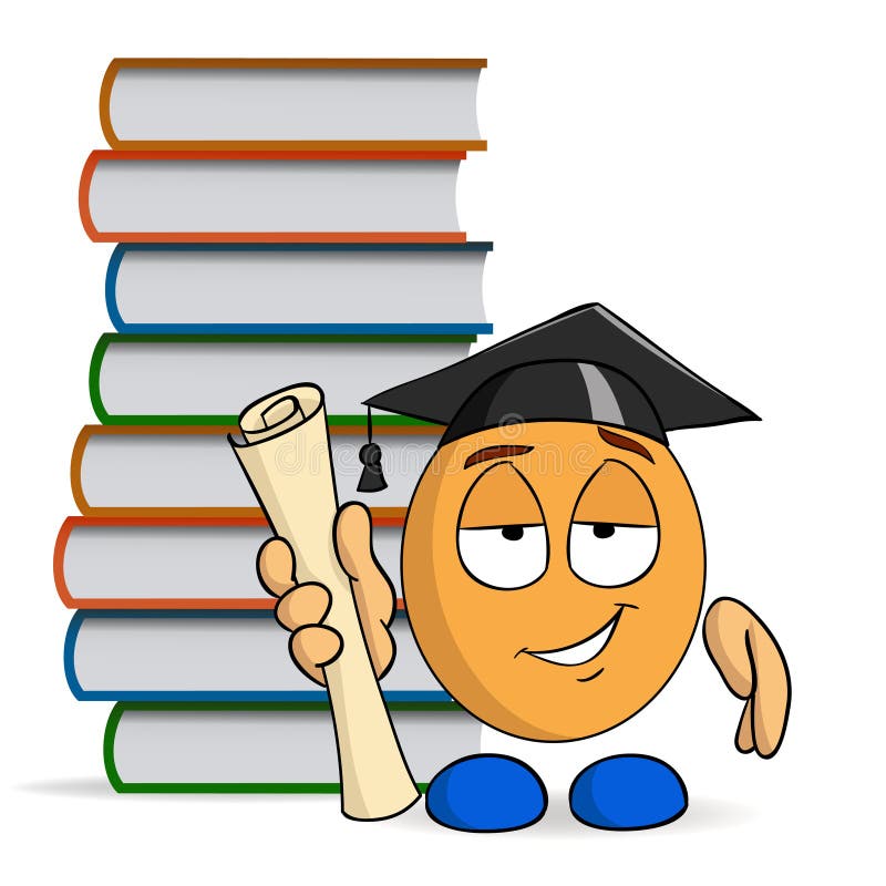 Cartoon character graduation with books royalty free illustration