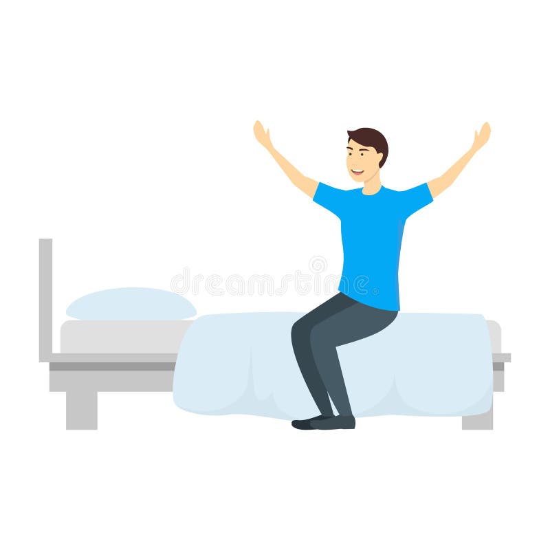 Cartoon Character Man Gets Out Of Bed Vector Stock Vector Illustration Of Object Male