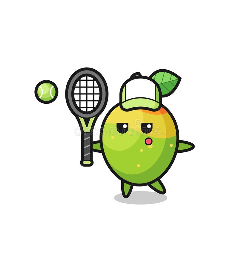 Cartoon Character of Mango As a Tennis Player Stock Vector ...