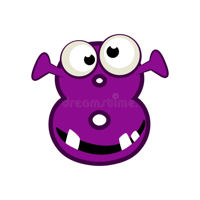 Cartoon Character Number eight Monster, vector numerical 8. stock illustration
