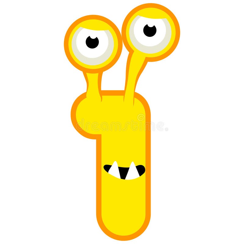 Cartoon Character Number One Monster, vector numerical 1. stock illustration