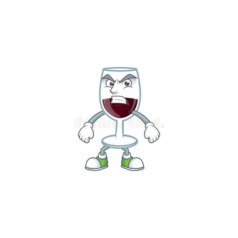 Cartoon character of red glass of wine with angry face royalty free illustration