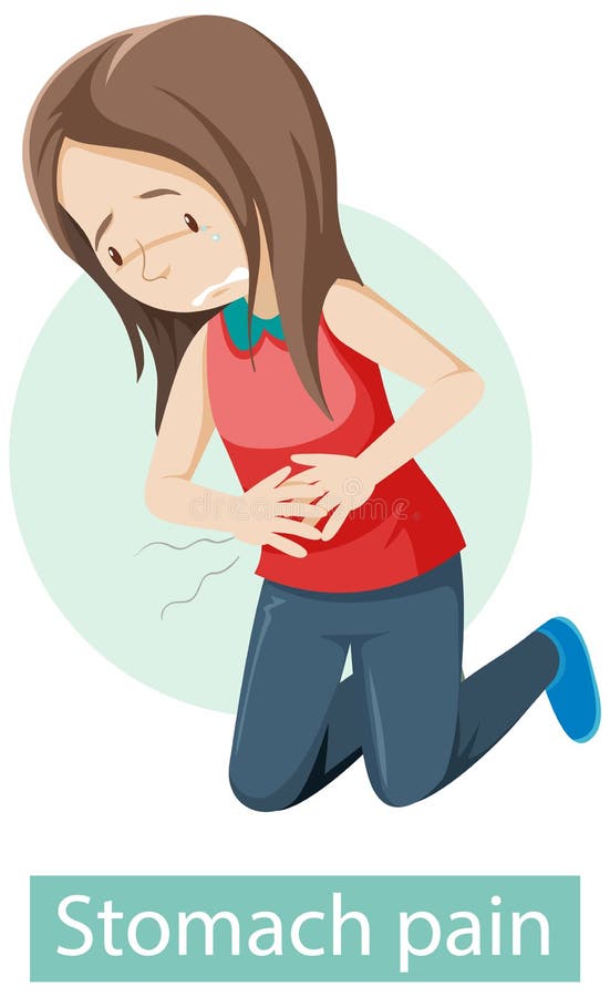 Cartoon Character with Stomach Pain Symptoms Stock Vector ...