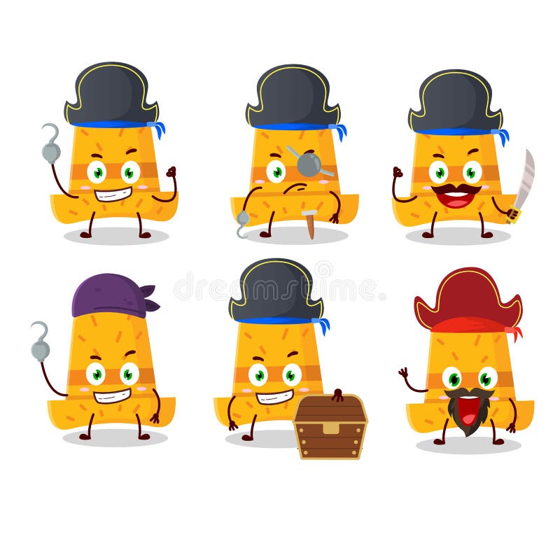 Cartoon Character of Straw Hat with Various Pirates Emoticons Stock