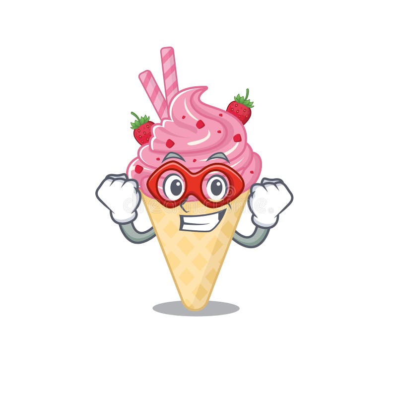 A Cartoon Character of Strawberry Ice Cream Performed As a Super Hero ...