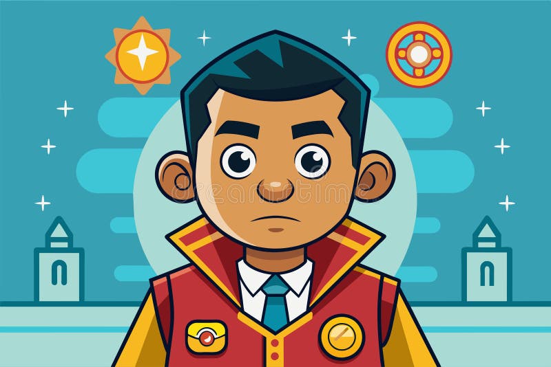 Cartoon character wearing a bright red and yellow jacket, Oversight Customizable Cartoon Illustration royalty free illustration