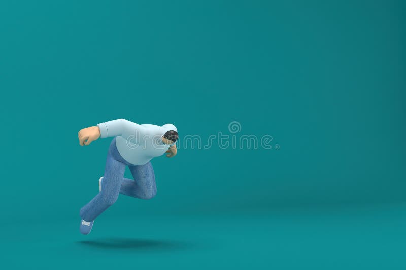 Cartoon Character Wearing Jeans White Long Shirt. 3d Rendering in