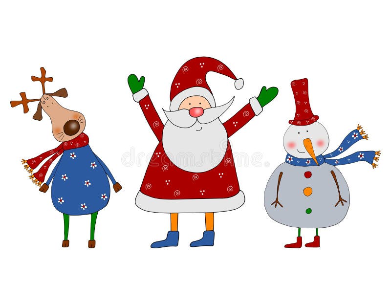 Cartoon characters. Christmas card