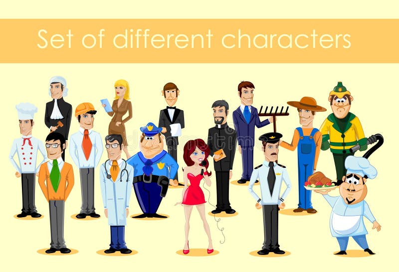 Set of Different Professions Including Police Wait Stock Vector ...
