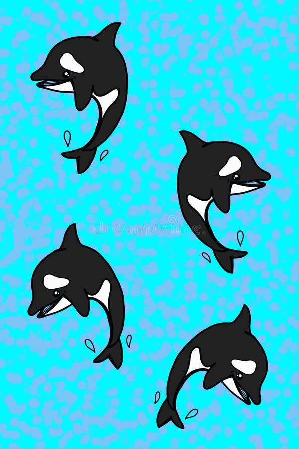 Cartoon Characters Cartoon Orca Killer Whale Illustration Drawing Stock Illustration