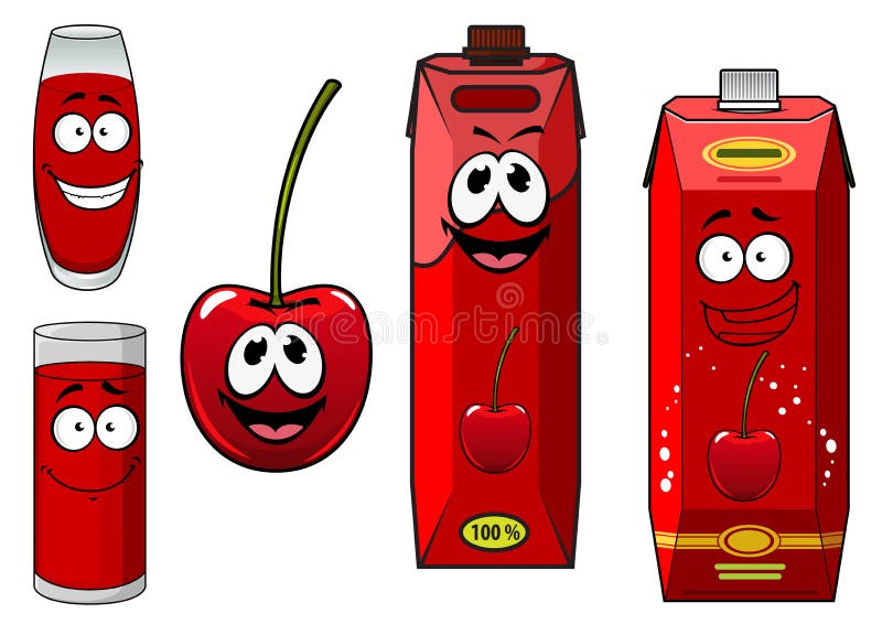 Cartoon Cherry Fruit with Juice Characters Stock Vector - Illustration of  beverage, agriculture: 50881168
