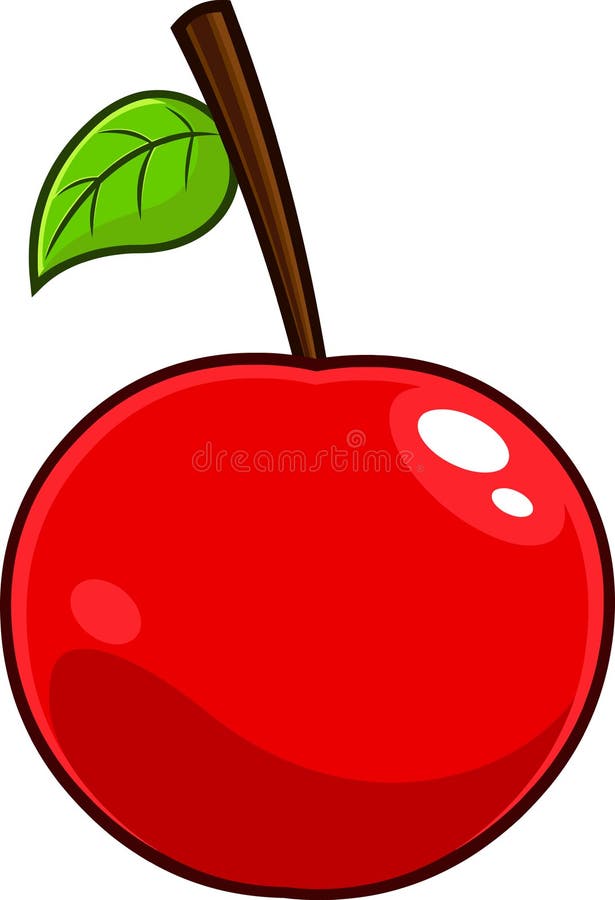 Cartoon Cherry Fruit with a Leaf Stock Vector - Illustration of closeup,  icon: 220932183