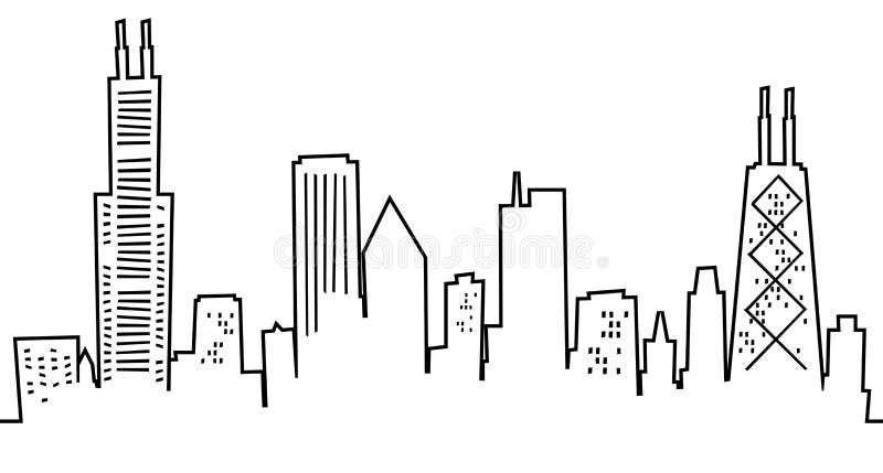 chicago skyline outline sketch