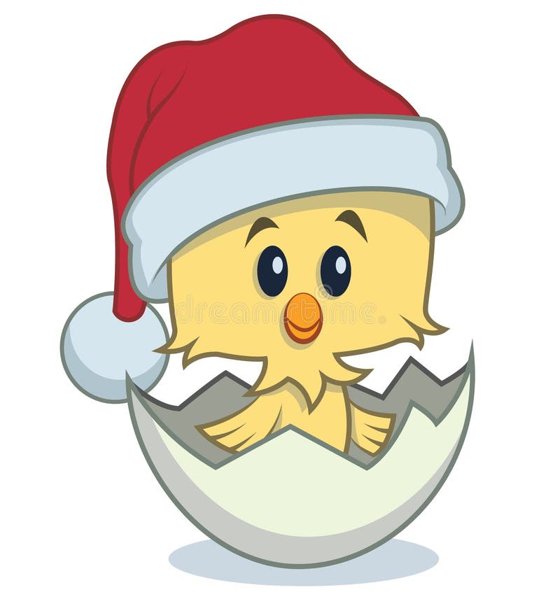 Cartoon chick with Santa hat royalty free illustration