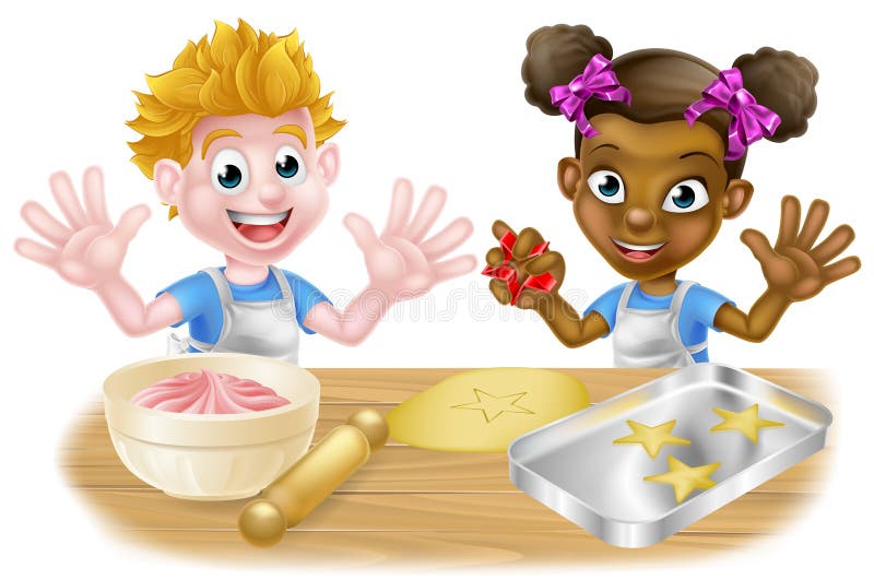 Cartoon Children Bakers Baking Stock Vector - Illustration of kids
