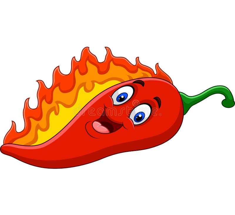 Cartoon Chili Pepper with Flames Stock Vector Illustration of fauna, dromedary 137789944