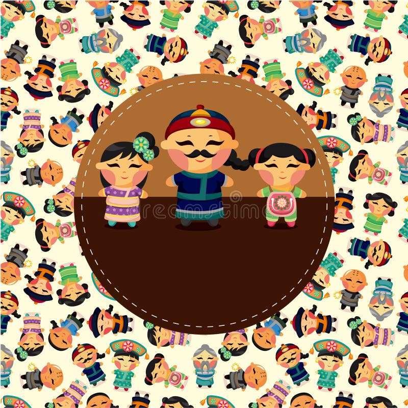 Cartoon chinese people card