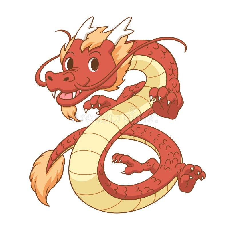 Cartoon Chinese Red Dragon. Stock Vector - Illustration of character ...