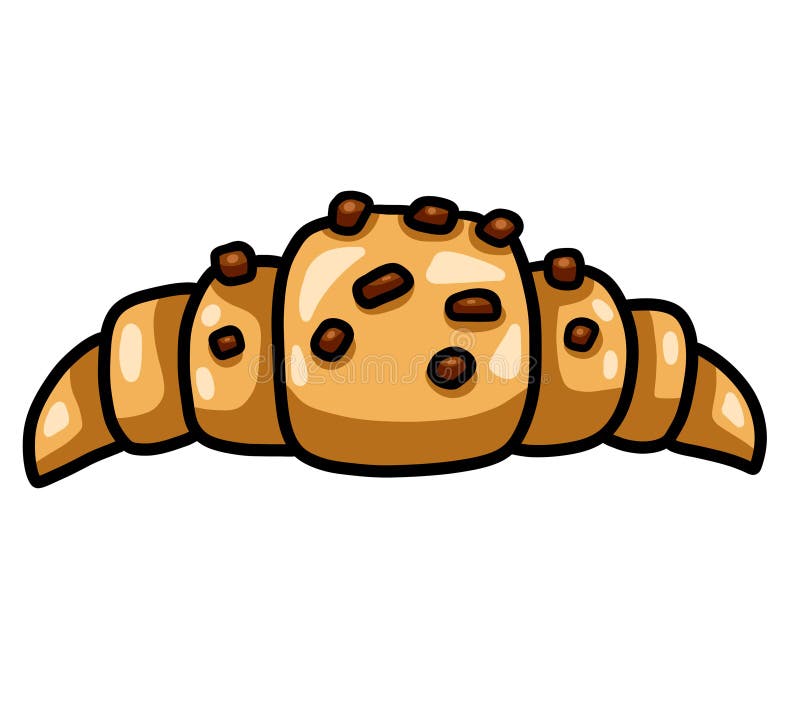 A Cartoon Chocolate Chip Croissant Stock Illustration Illustration of