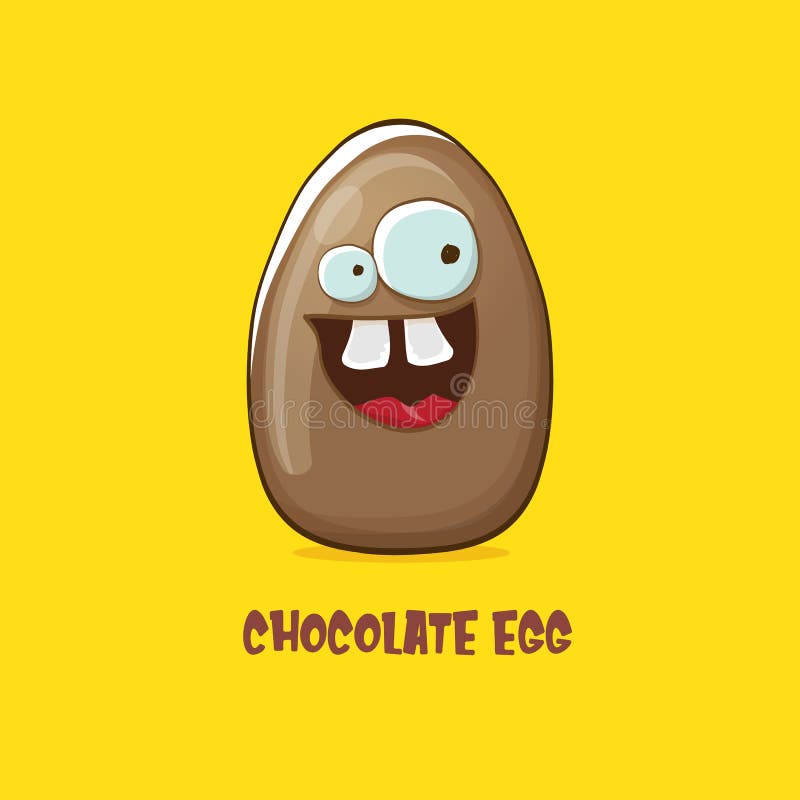 Cartoon Chocolate Easter Egg Cartoon Characters Isolated on Yellow  Background. My Name is Egg Vector Concept Stock Vector - Illustration of  kids, design: 211727403