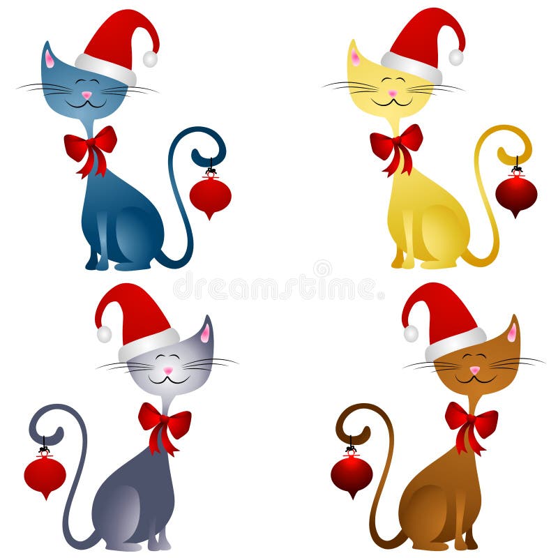 Cartoon Christmas Cats Clip Art 2