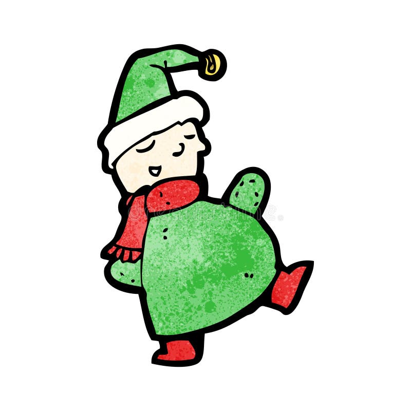 cartoon christmas elf waving