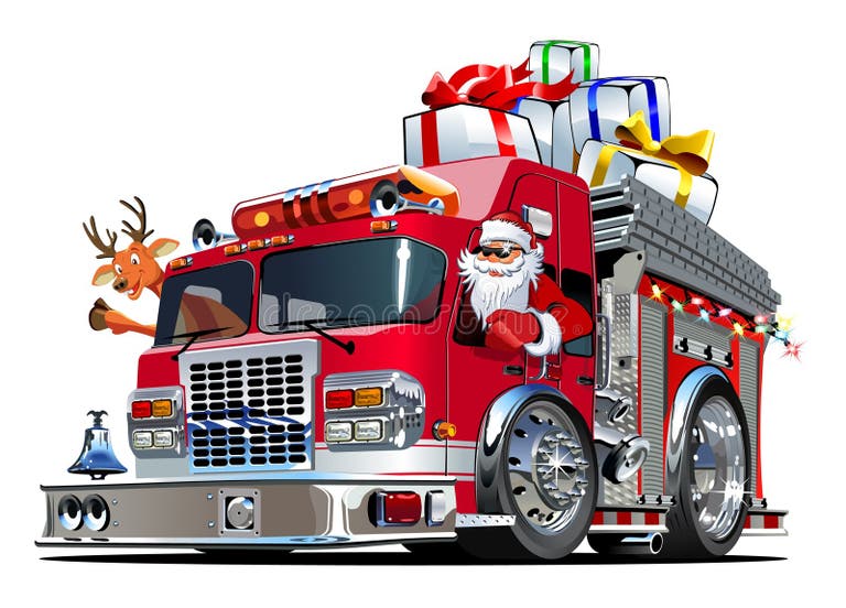 Cartoon Christmas Fire Truck Stock Illustrations 26 Cartoon Christmas