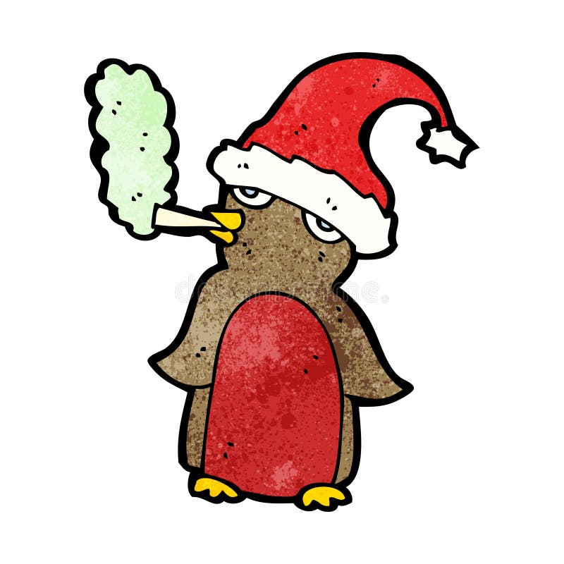 Download Cartoon Christmas Robin Smoking Marijuana Stock Vector ...