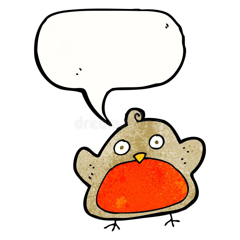 cartoon christmas robin with speech bubble