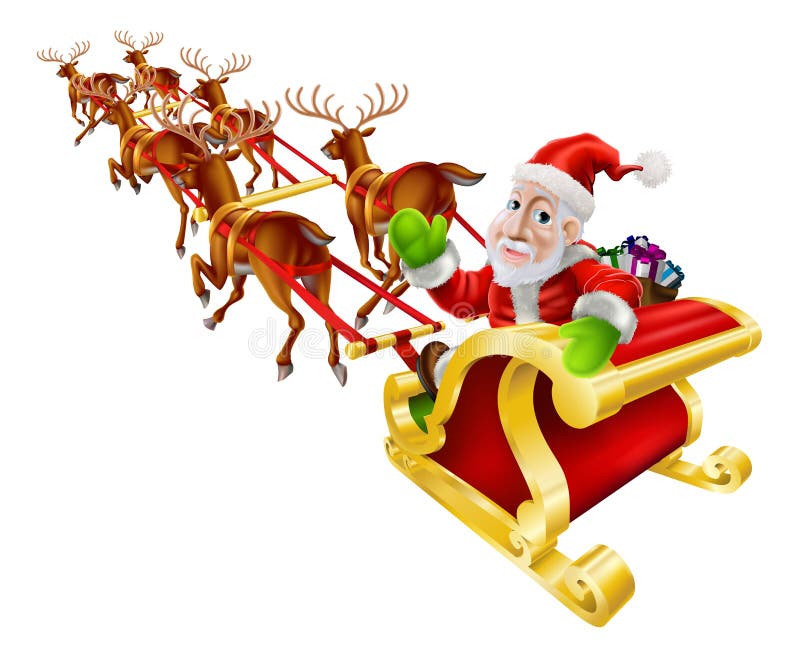 Cartoon Christmas Santa Claus Sled Stock Vector - Illustration of ...