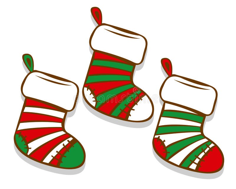 Cartoon Christmas Socks Isolated on White Background Stock Illustration ...